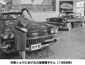 外車ショウにおける久保菜穂子さん（1958年）