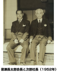 梁瀬長太郎会長と次郎社長（1952年）