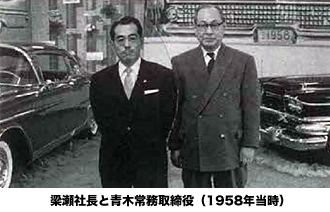 梁瀬社長と青木常務取締役（1958年当時）
