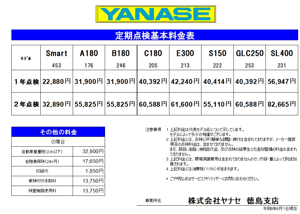 ルイス　テルセロス　送料分 お知らせ | メルセデス・ベンツ徳島 | 株式会社ヤナセ